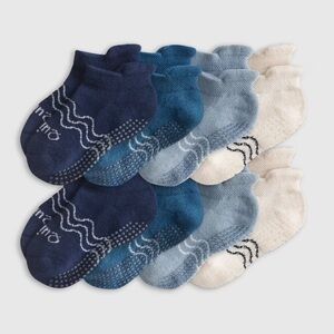 NWT QUINCE Pack Of 8 Organic Cotton Gripper Ankle Socks 12M - 24M 4625